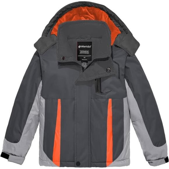Boys' Waterproof Winter Ski Jacket Fleece-Lined Puffer Coat Insulated SnowJacket